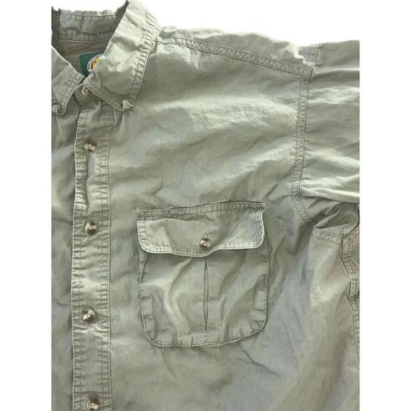 Cabelas Men's Outdoor Short Sleeve Button Down Hunter Green Vented Size M - Picture 5 of 8